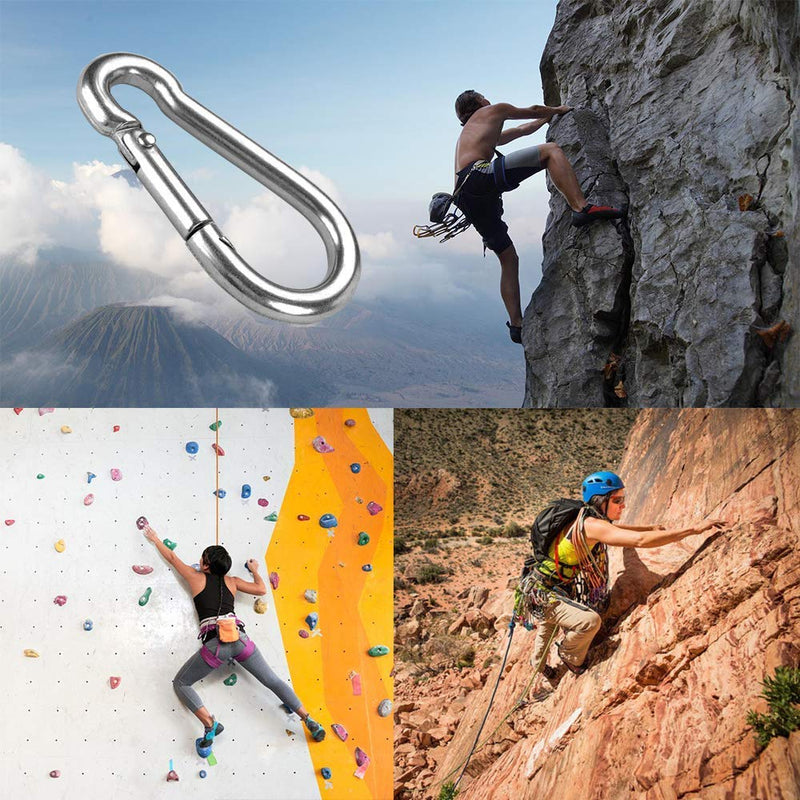 GRANDBUY Large Spring Snap Hook Carabiner, 304 Stainless Steel Snap Hook Heavy Duty Carabiner Clip, Stainless Steel Spring Snap Hook Carabiner Carabiner Outdoor 4 inch,2 Pack - BeesActive Australia