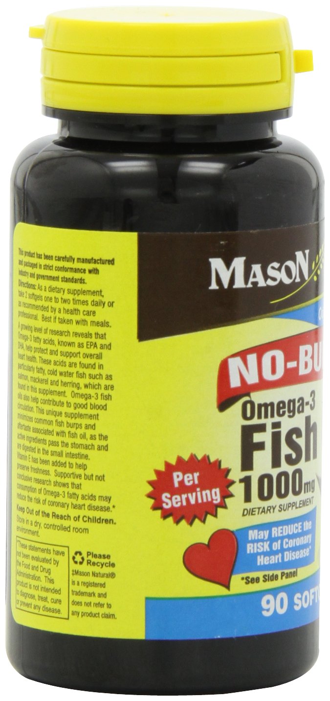 Mason Natural, Omega-3 Fish Oil, 1000 Mg, 90 Softgels, Dietary Supplement with Omega Fatty Acids from Fish Oil, Supports Heart and Joint Health - BeesActive Australia