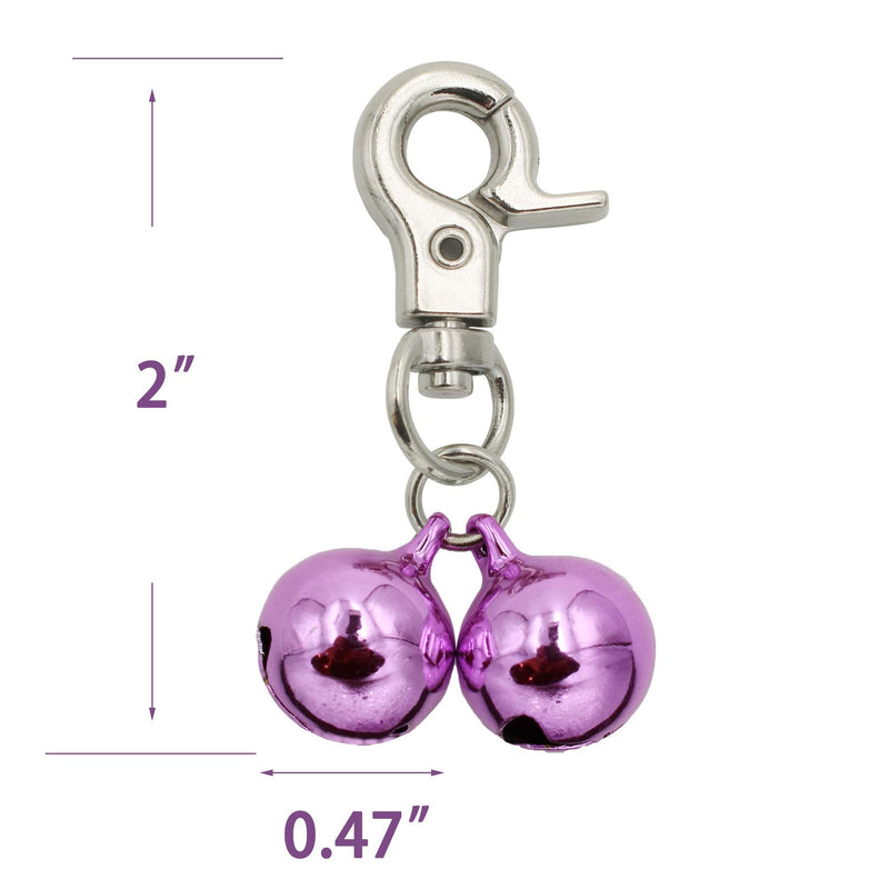 KITTAIL Bells for Dog Collars - 2 Pack Stainless Steel Bell Necklace for Dogs & Cat - Pet Pendant Accessories Training Collar Charm with Heavy Duty Snap Clips Silver & Pink - BeesActive Australia