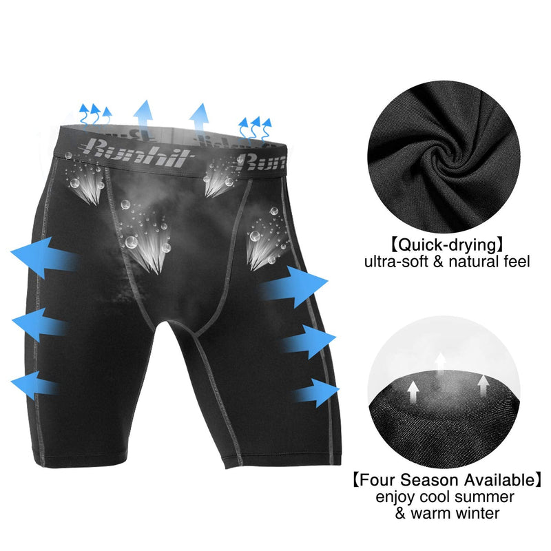 Runhit Compression Shorts Men Underwear Spandex Running Shorts Workout Athletic 3 Pack:black Grey Small - BeesActive Australia