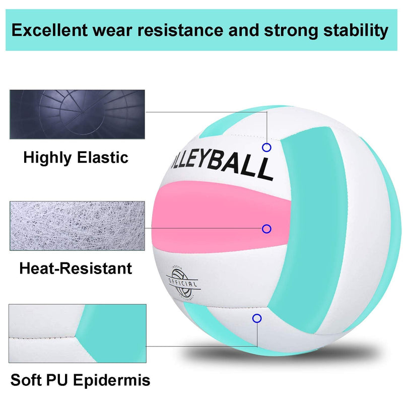 Super Soft Volleyball Beach Volleyball Official Size 5 for Outdoor/Indoor/Pool/Gym/Training Premium Volleyball Equipment Durability Stability Sports Ball - BeesActive Australia