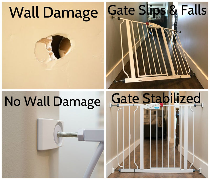Wall Nanny - Baby Gate Wall Protector (Made in USA) Protect Walls & Doorways from Pet & Dog Gates - No Safety Hazard on Bottom Spindles - for Child Pressure Mounted Stair Safety Gate Wall Cup - 4-Pack White - BeesActive Australia