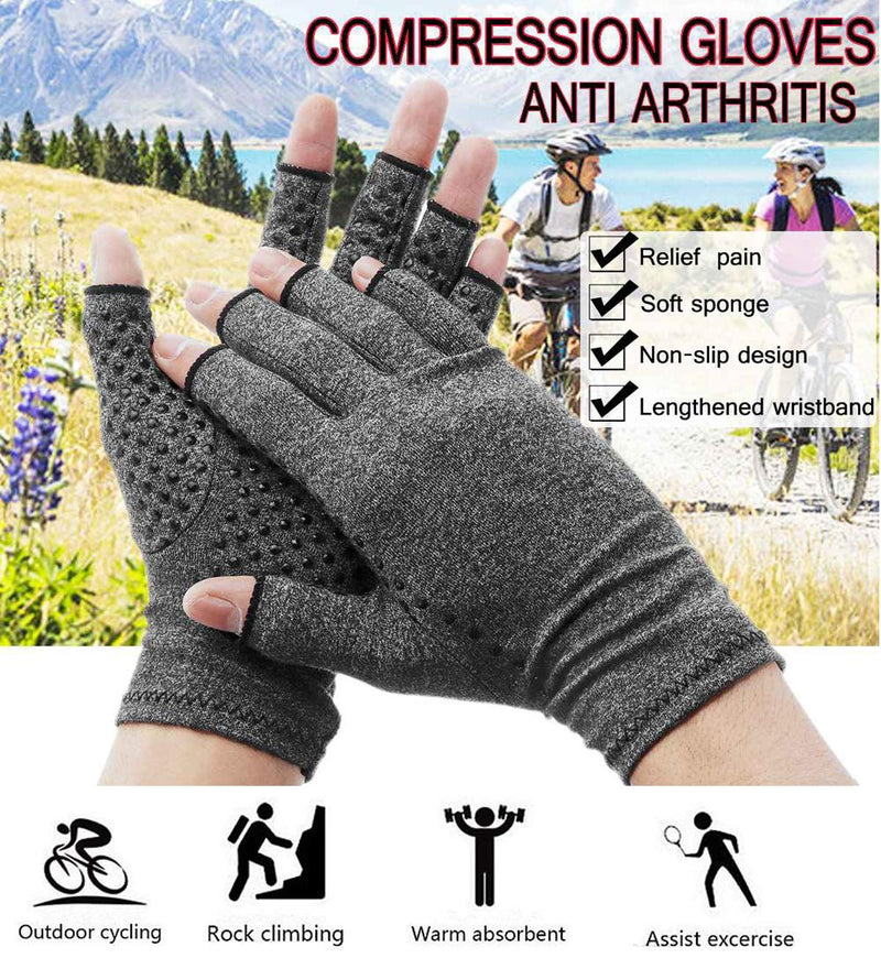 RZJZGZ 2 Pairs Fingerless Anti-Arthritis Gloves for Women & Men, Providing Warmth and Compression to Help Increase Circulation Hand Pain Relief and Promoting Healing, Carpal Tunnel Gloves (L) L (Pack of 4) - BeesActive Australia