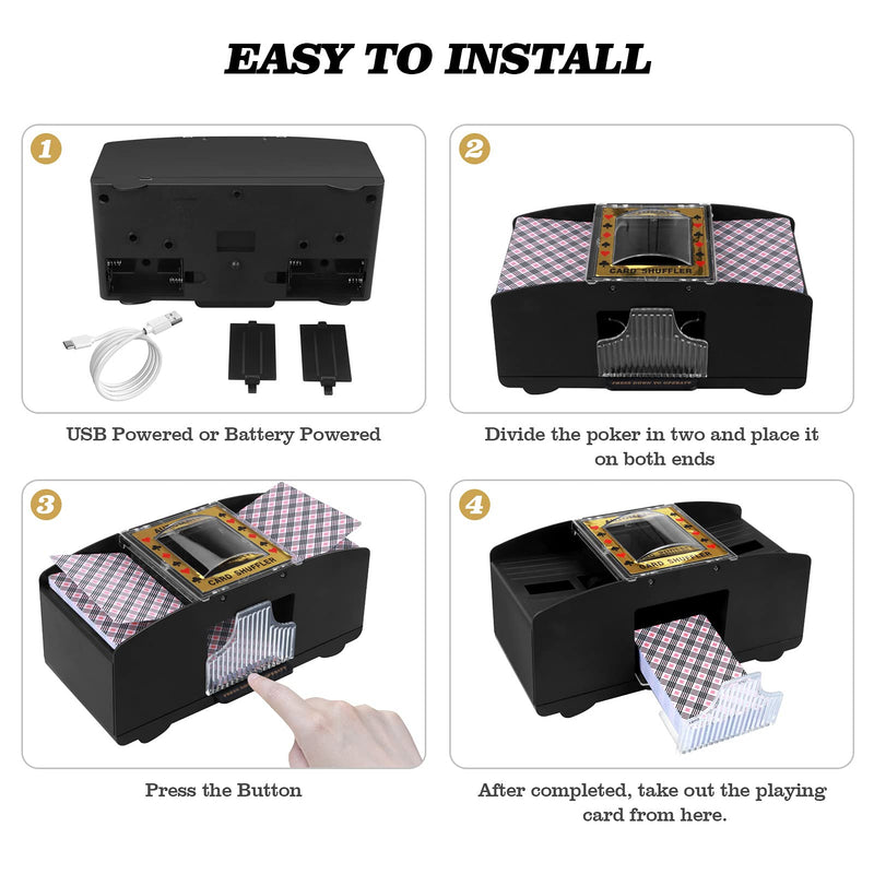 Diolusus Automatic Card Shuffler, Electronic Casino Poker Card Shuffling Machine,2 Deck Poker Card Shuffling Machine Battery, Card Playing Tool for Home Party with USB Line 2 Decks - BeesActive Australia