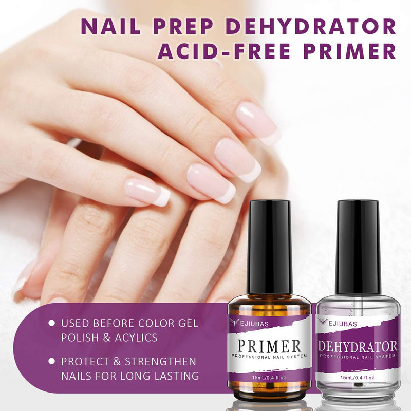 Ejiubas Nail Primer, Professional Natural Nail Prep Dehydrator and Primer, Long-Lasting Primer for Acrylic Nails, Fast Air Dry Nail Primer for Acrylic, Nail Dehydrator and Primer 15ML / 0.5 oz - BeesActive Australia