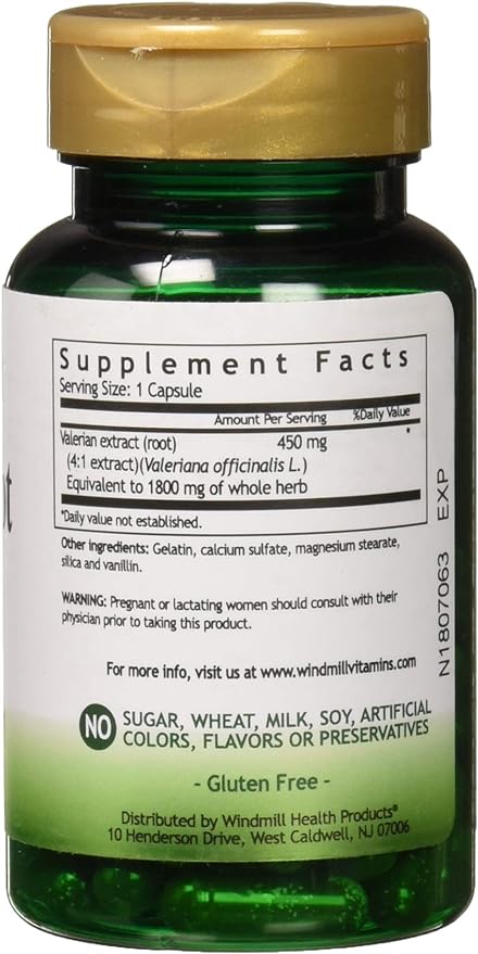 WINDMILL VALERIAN ROOT 450MG CAPSULES 754 60 CAPSULES by WINDMILL MARKETING *** (English Manual) - BeesActive Australia