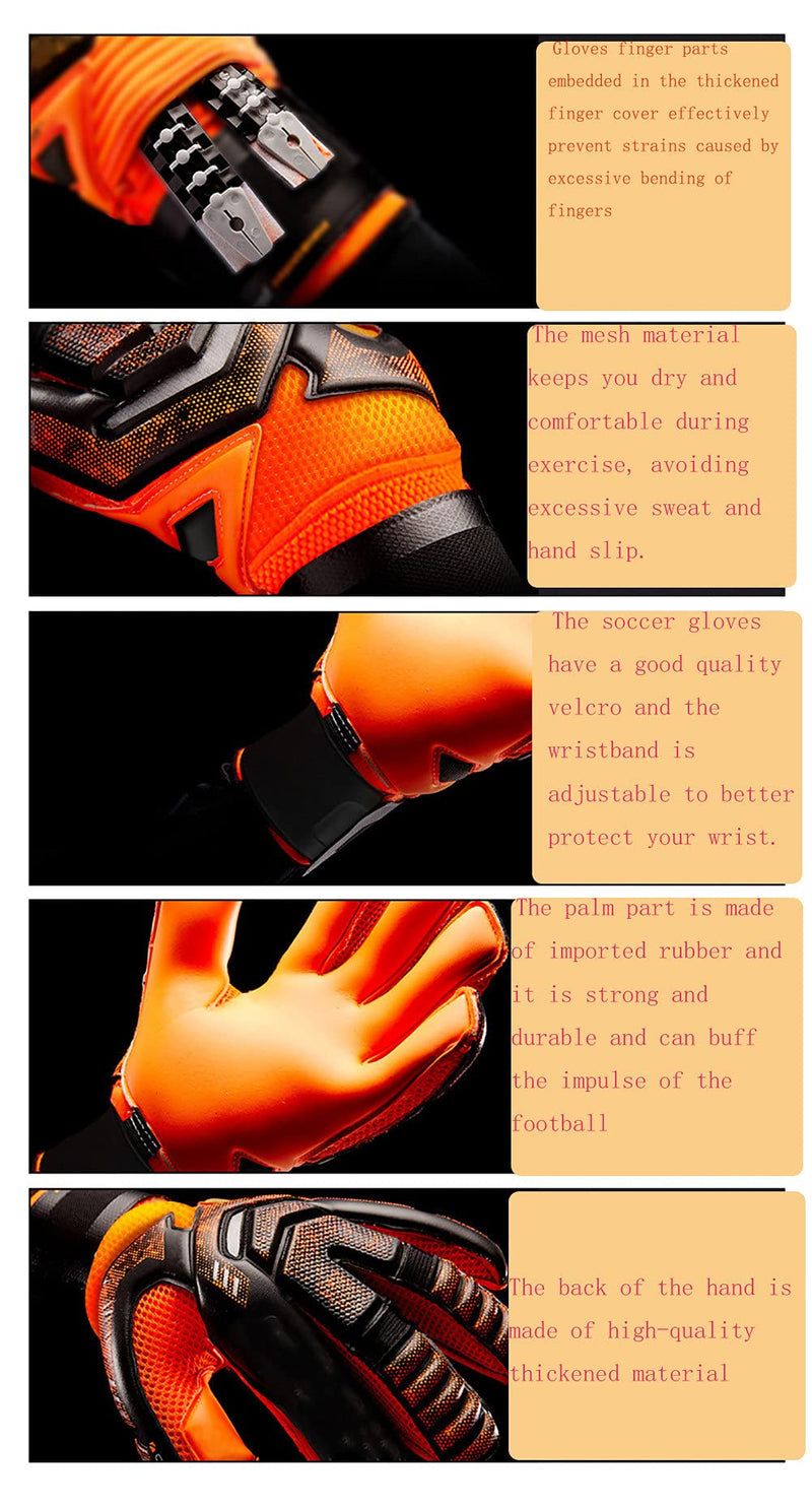 Jellybro Soccer Goalkeeper Gloves for Adults and Youth Football Goalier Gloves Finger Protection Device orange 7 - BeesActive Australia