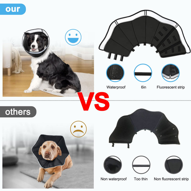 INKZOO Dog Cone Collar for After Surgery, Soft Pet Recovery Collar for Dogs and Cats, Adjustable Cone Collar Protective Collar for Large Medium Small Dogs Wound Healing Black - BeesActive Australia