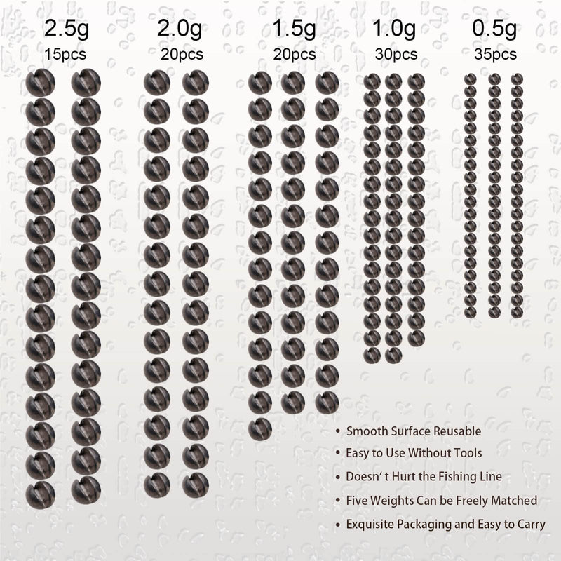 120PCS Fishing Weights Sinkers, SANWEAL Premium Split Shot Fishing Weights Sinkers, Round Removable Fishing Sinkers, 5 Sizes, Including 18/1000oz, 7/200oz, 1/20oz, 7/100oz, 18/20oz(Large) - BeesActive Australia