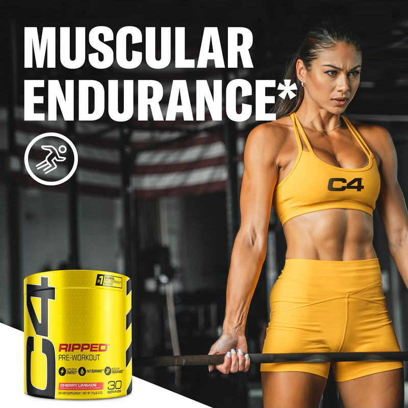 Cellucor C4 Ripped Pre Workout Powder Cherry Limeade | Creatine Free + Sugar Free Preworkout Energy Supplement for Men & Women | 150mg Caffeine + Beta Alanine| 30 Servings 30 servings (Pack of 1) - BeesActive Australia