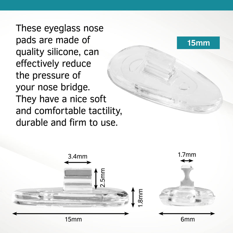 Premium Grade Soft Silicone Nosepads- Tear Drop �A� Shaped Push Click or Screw in Nose Pads � 4 Different Sizes, 11mm, 13mm 15mm, 17mm. Different Qty for Sunglasses Eyeglasses by Sports World Vision 15mm Push Fit 2 Pairs - BeesActive Australia