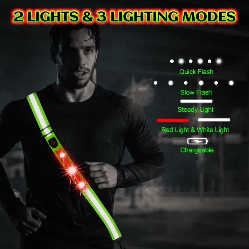 Tibeha High Visibility Reflective Sash & Light Up LED Armbands, Adjustable & Lightweight Night Running Gear for Runners LED Reflective Belt - BeesActive Australia