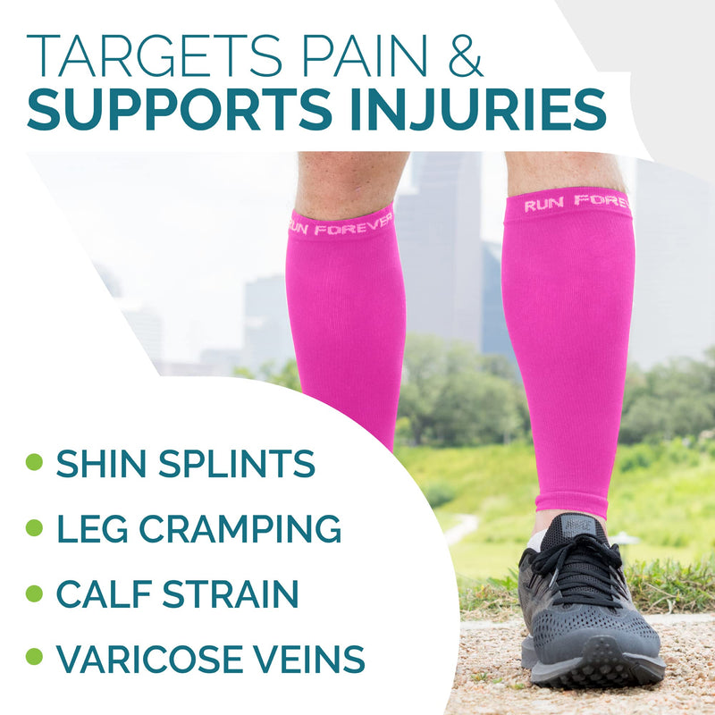 Calf Compression Sleeves For Men & Women - Leg Compression Sleeve - Footless Compression Socks for Shin Splint &Varicose Vein Pink Small - BeesActive Australia