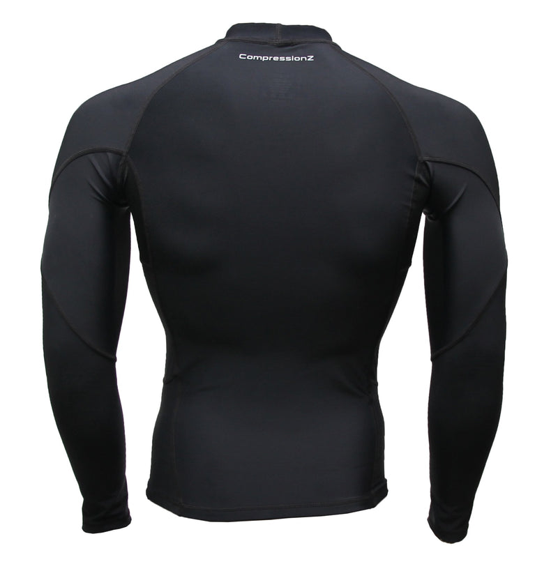 CompressionZ Mens Quick Dry Compression Long Sleeve Baselayer Athletic Shirt Black Large - BeesActive Australia