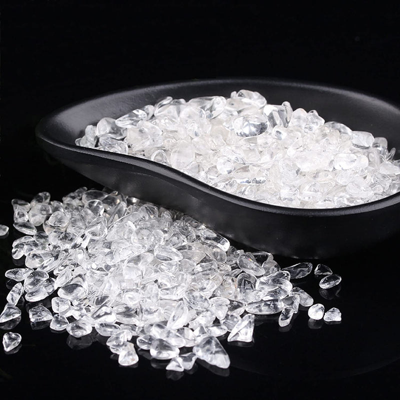 SigMntun Clear Quartz Crystal Chips x 0.5lb(225g) Tumbled Crystals for Crafts Decorative Rocks for Plants and Vases Aquarium Gravel Rocks Crystal Confetti Chips Sea Glass for Fish Tank 0.5 X Clear Quartz 0.5 Pounds - BeesActive Australia