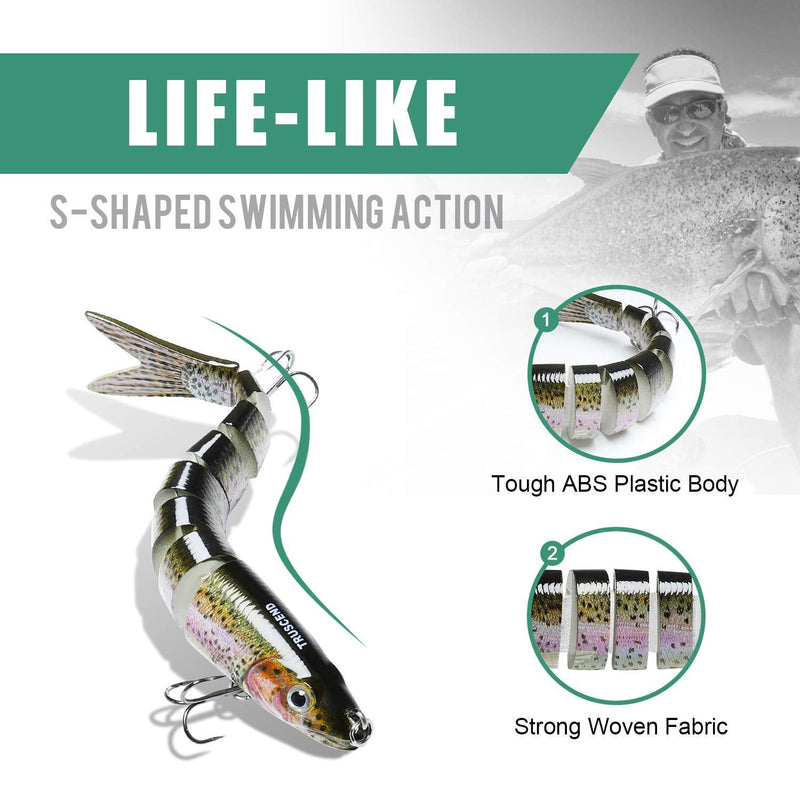 TRUSCEND Fishing Lures for Bass Trout Paddle Tail Soft Baits & Segmented Multi Jointed Swimbaits - BeesActive Australia