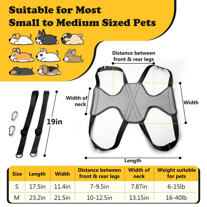 Dog Grooming Hammock, 9 in 1 Relaxation Dog Grooming Harness, Breathable Dog Grooming Sling Helper for Nail Trimming, Pet Hammock Restraint Bag with Cat Dog Nail Clipper, Scissors, Comb, Medium M (Leg Spacing: 10"-12.5"/ Max W: 40lb) Grey - BeesActive Australia