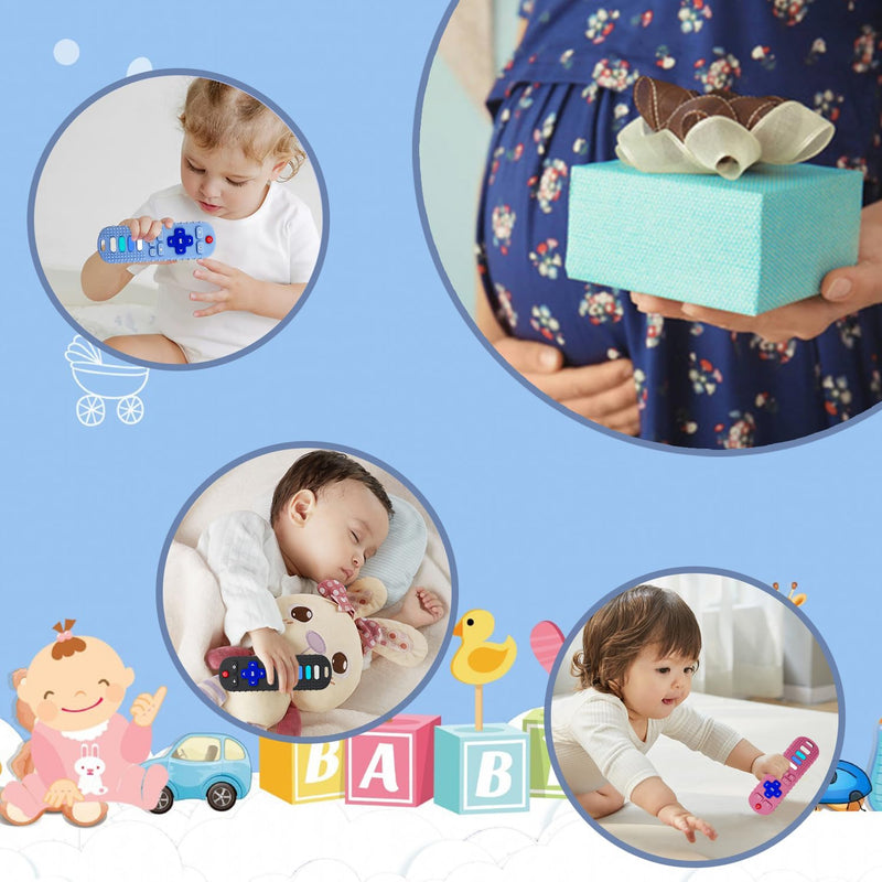 3 Pack Remote Control Shape Silicone Teethers for Babies Chew Toys, Teething Toys for Infant Toddlers,Baby Remote Control Toy (Black&Blue&Pink) Black&Blue&Pink - BeesActive Australia