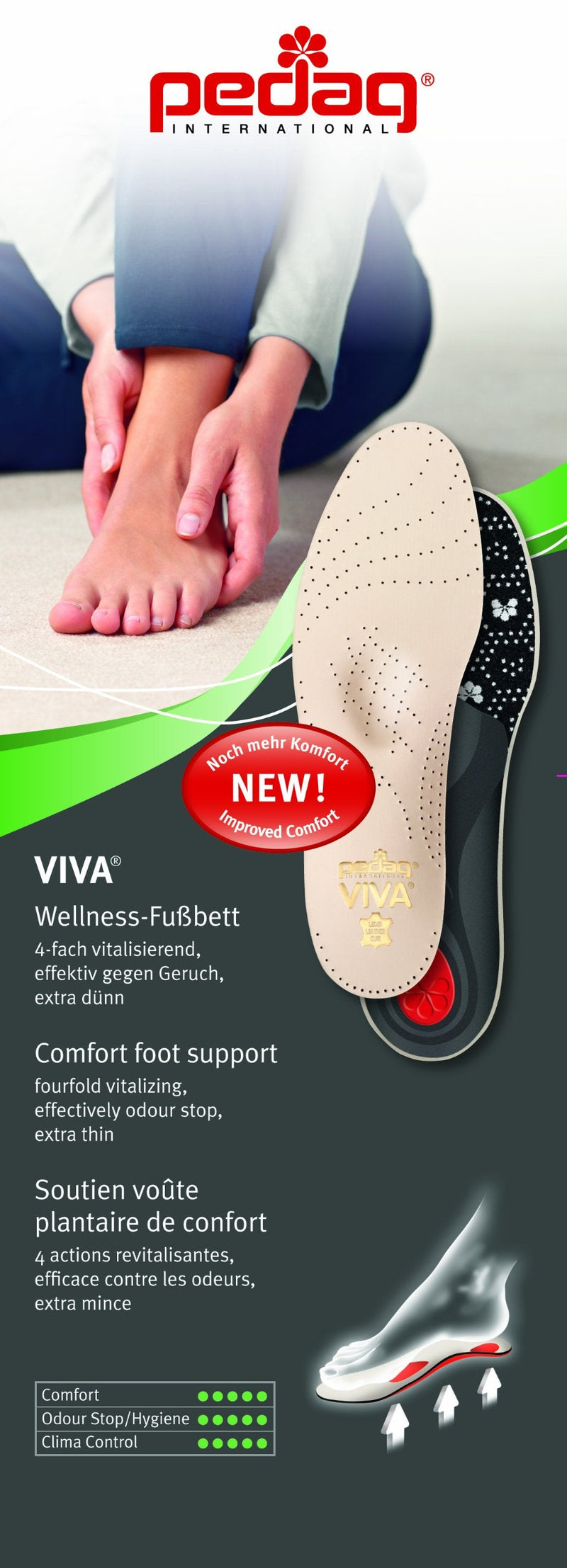 Pedag Viva | Leather Arch Support Inserts | Handmade in Germany | Plantar Fasciitis Relief | Heel Cushion | Activated Charcoal Odor Control | Metatarsal Support Pad | Tan | Women US 7/ EU 37 - BeesActive Australia