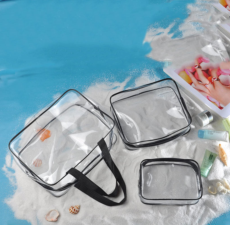 3 in 1 Clear Toiletry Bags,Waterproof Travel Bag Clear Travel Luggage Transparent Cosmetic Makeup Bag Beach Tote Bag Easy to Carry. - BeesActive Australia