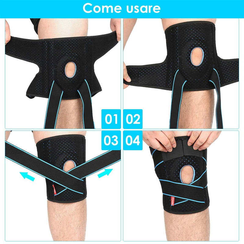 TOVIKI Knee Support Adjustable Open-Patella Neoprene Compression Knee Braces for Arthritis Joint Pain Injury Meniscus Pain Relief Rehabilitation Running Workout Weight Lifting Knee Brace for Men Woman - BeesActive Australia