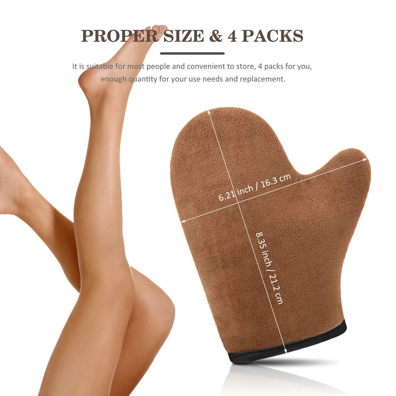 4 Packs Self Tanning Mitt Applicators Sunless Tanning Mittens Double Sided Self Tanning Gloves Reusable Tanner Applicator Mittens Brown Tanner Gloves with Thumb - BeesActive Australia