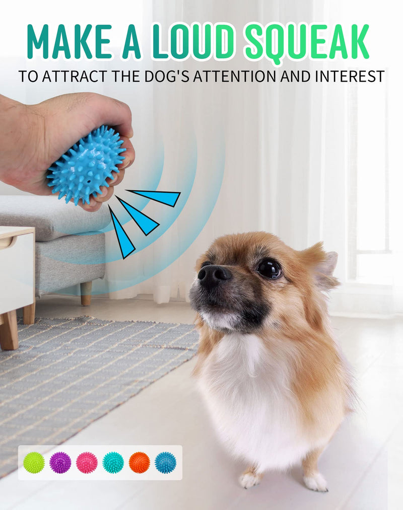 2.5" Squeaky Dog Balls for Small Medium Dogs , 6 Pack Small Dog Chew Toys with Spike, Puppy Toys for Teeth Cleaning and Training - BeesActive Australia