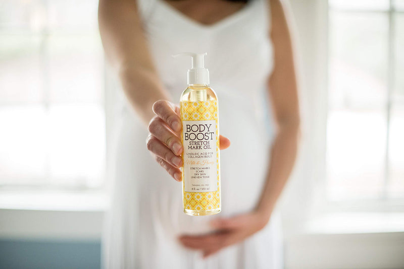 Body Boost Milk & Honey Stretch Mark Oil 8oz- Treat Stretch Marks and Scars- Pregnancy and Nursing Safe - BeesActive Australia