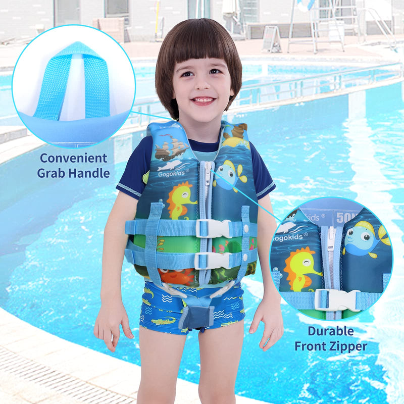 Gogokids Children Swim Jacket Buoyancy Vest - Boys Girls Neoprene Float Suit, Flotation Swimwear for Baby Learn to Swim Small Fish - BeesActive Australia
