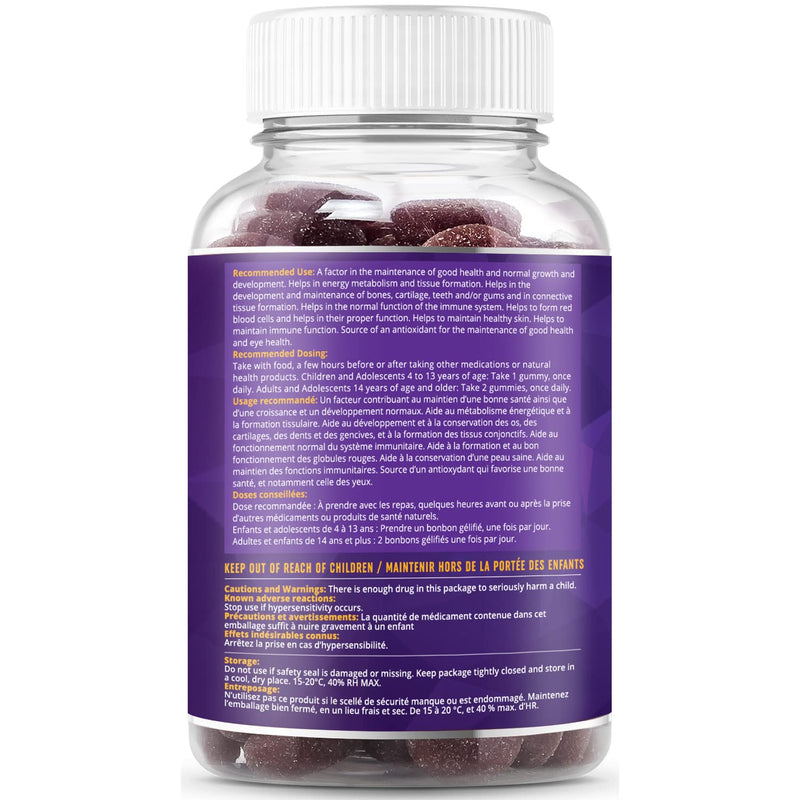 Iron Gummies Supplement with Vitamin C, A, Vitamins B Complex, Folate, Multivitamins for Women, Kids & Adults - Supports Energy, No After Taste, Vegan Supplements - Grape Flavor (60 Ct) 1 - BeesActive Australia
