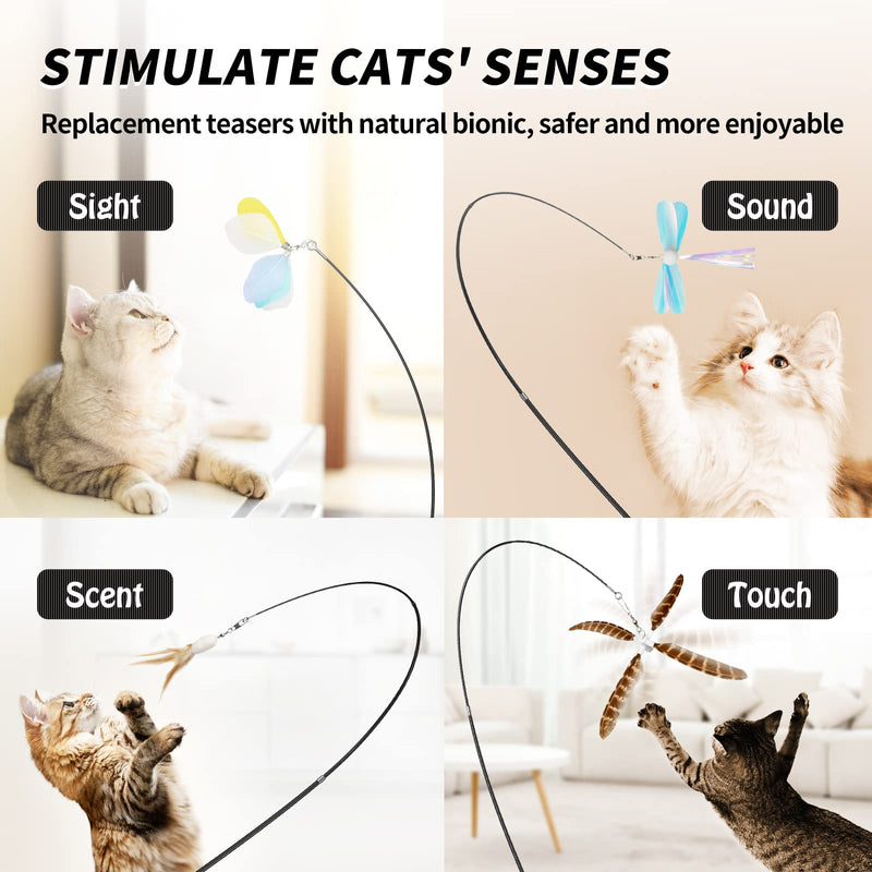 uahpet Natural Feather Cat Toys for Indoor Cats Retractable Cat Wand 60inch Safe Hunting Distance Interactive Toys for Kittens with 4Pcs Different Senses Replacement Teasers Arouse Cat Desire to Hunt - BeesActive Australia