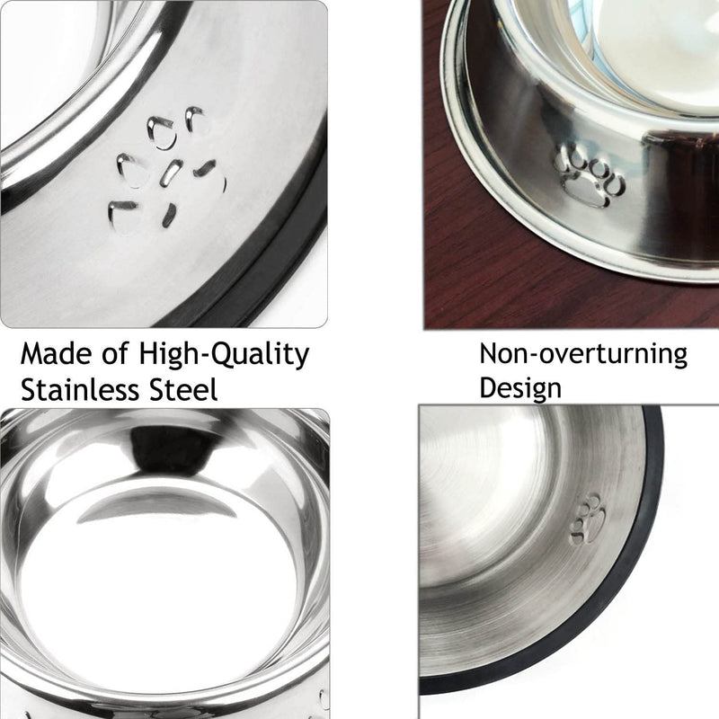 2 Stainless Steel Dog Bowls, Dog Feeding Bowls, Dog Plate Bowls with Rubber Bases, Small, Medium and Large Pet Feeder Bowls and Water Bowls L-33.8oz - BeesActive Australia