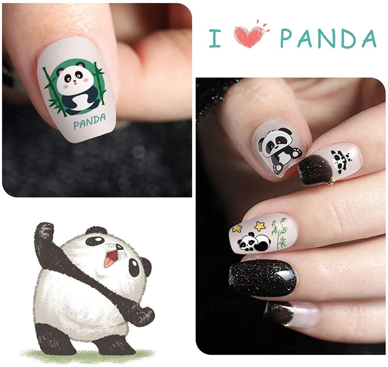 EBANKU 5 Sheets Panda Nail Art Stickers, 3D Cute Pandas with Bamboos Flowers Nail Art Stickers Decals for Nail Design Manicure DIY Decor Kids Scrapbook Crafts - BeesActive Australia