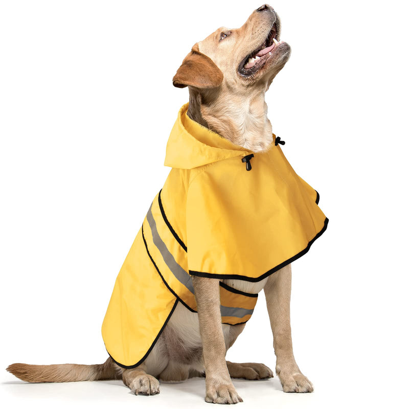 Domagiker Waterproof Dog Raincoat - Lightweight Hooded Raincoat for Dogs Pet Slicker Poncho, Adjustable Reflective Dog Rain Coat, Windproof Dog Raincoats Jacket with Leash Hole for Small, Medium, Large Dogs YELLOW - BeesActive Australia