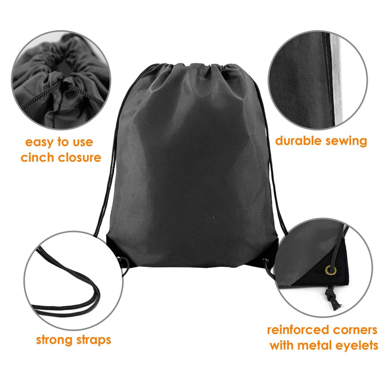 20 Pack Drawstring Backpack Bags Cinch Sack with String DIY Gym Sports Sackpack for Boys Girls Women Men Black - BeesActive Australia