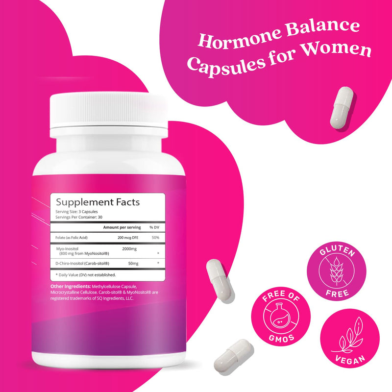 Myo-Inositol & D-Chiro Inositol Capsules with Folic Acid for PCOS | Prenatal Fertility Supplements for Women | Vitamin B8 | Improves Hormonal Balance & Supports Ovarian Function | 40 to 1 (90 Count) - BeesActive Australia