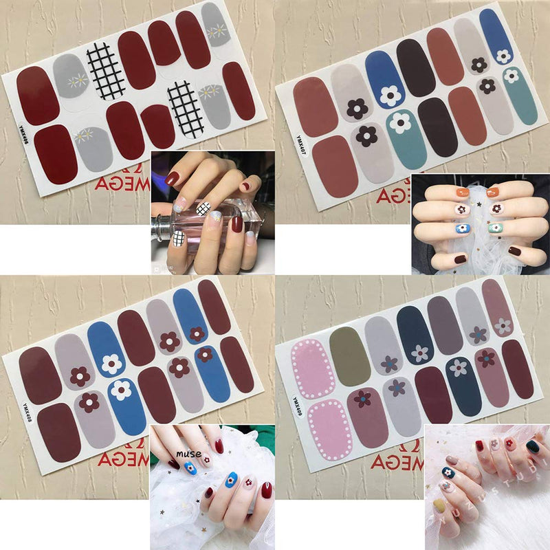 SILPECWEE 20 Sheets Adhesive Nail Polish Strips Stickers Tips and 1Pc Nail File Flower Nail Wraps Decals Manicure Accessories NO2 - BeesActive Australia