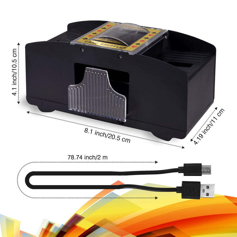 AOPER Automatic Card Shuffler - Electronic Casino Poker Card Shuffling Machine - Battery Operated Plastic Cards Mixer - 2/4 Decks Playing Cards for Home & Party - 2M USB Line 1-2 Decks - BeesActive Australia