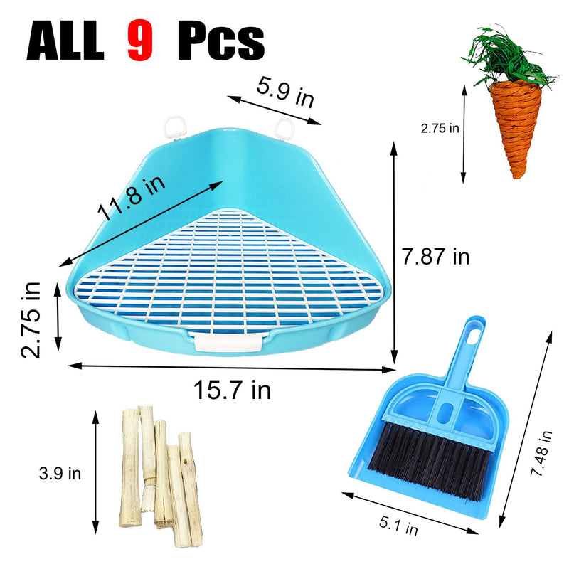 kathson Large Triangle Rabbit Corner Litter Box Bunny Toilet Pet Potty Trainer Guinea Pig Litter Bedding Pan for Adult Rabbits,Chinchillas, Guinea Pigs, Ferrets Blue - BeesActive Australia