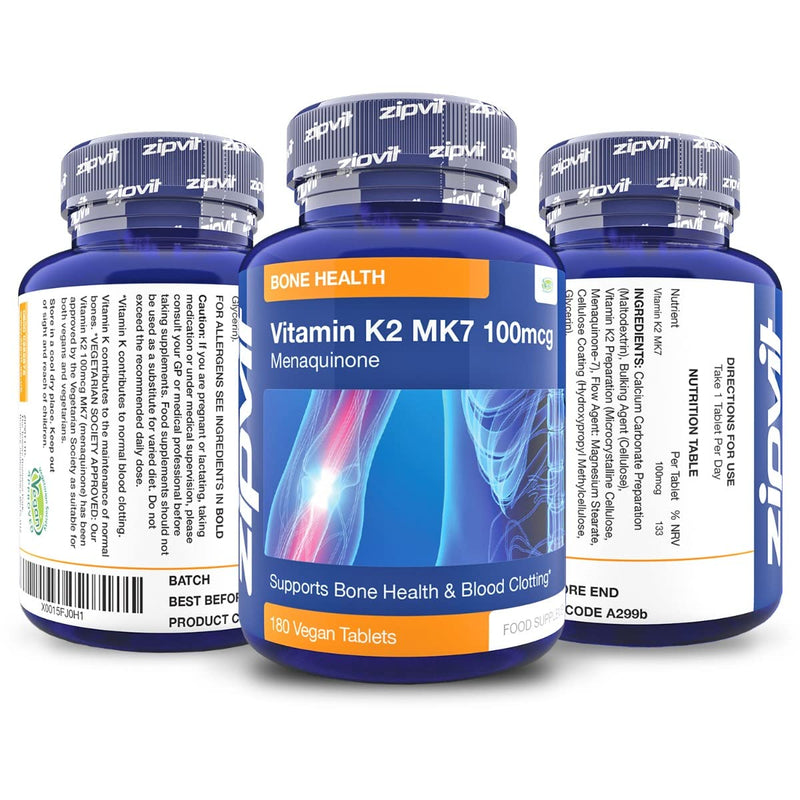 Vitamin K2 MK7 100mcg, 180 Vegan K2 Vitamin Tablets. All Trans Isomer from Natto Vitamin K2 Menaquinone MK7 - BeesActive Australia