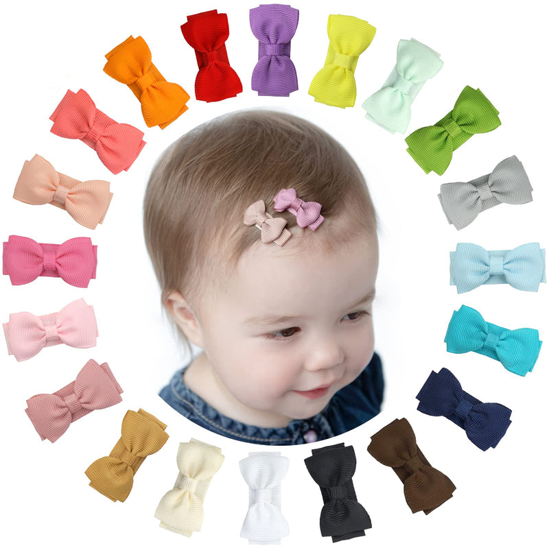 Baby girls snap hair clips, tiny bow, non-slip hair clips for toddlers, fine hair mini bow (20pcs) 20pcs - BeesActive Australia