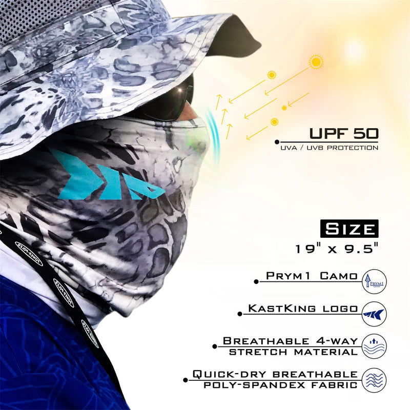 KastKing Sol Armis Neck Gaiter - UPF 50 Face Mask - UV Sun Protection Gaiter Sun Mask for Men & Women, Fishing, Hiking A: Silver Mist (Size: 19"x9.5") - BeesActive Australia