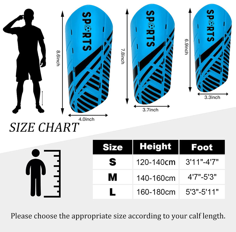 Soccer Shin Guards for Kids Youth, Shin Guard and Shin Guard Sleeves for Boys and Girls for Football Games EVA Cushion Protection Reduce Shocks and Injuries G-Blue03+Black03 Medium - BeesActive Australia