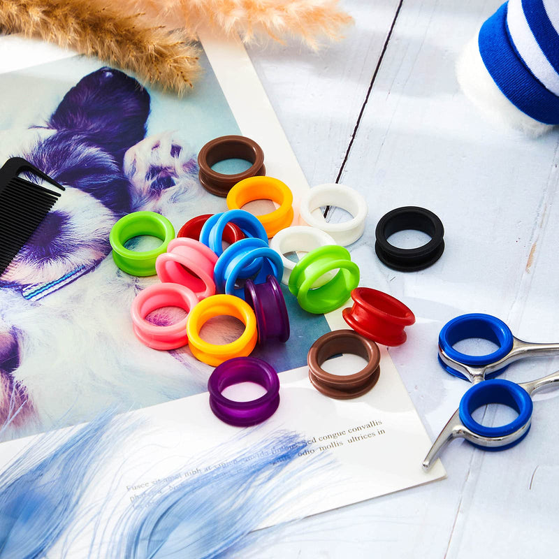 20 Pieces Scissors Finger Rings Silicone Pet Shears Finger Rings rubber finger dog hair scissors for Grooming Scissors Pet Hair Shears - BeesActive Australia