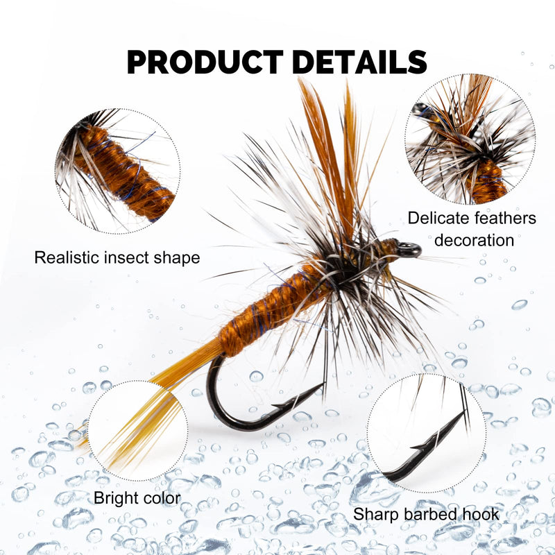 Fly Fishing Adams Dry Flies Assortment,4PCS - Nymph Bait Lure kit with 14#Hooks for Trout Bass - BeesActive Australia