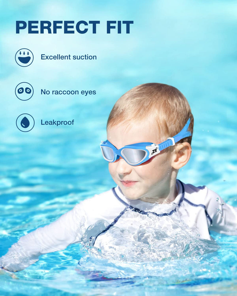 ZIONOR Kids Swim Goggles, 2 Packs G1MINI Polarized Swimming Goggles Girls/Boys Kids-polarized Whitered + Bluesilver - BeesActive Australia