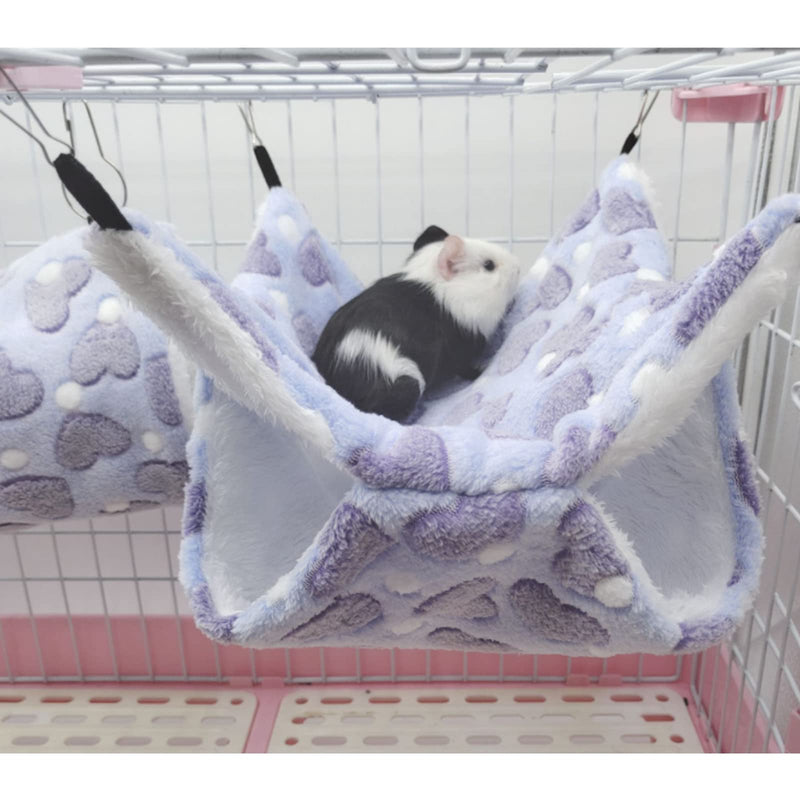 2 Pieces Guinea Pig Rat Hammock, Bunkbed Guinea Pet Small Animal Hanging Hammock Hamster Ferret Cage Accessories Toys Bed for Small Animals Chinchilla Parrot Ferret Squirrel Sugar Glider Playing… Purple + Coffee Hearts - BeesActive Australia