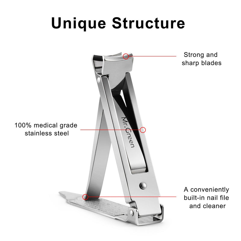 Portable Nail Clippers,Medical Grade Stainless Steel Foldable Nail Cutter with Leather Case, Ultra Slim Travel Design Mr-3001 - BeesActive Australia