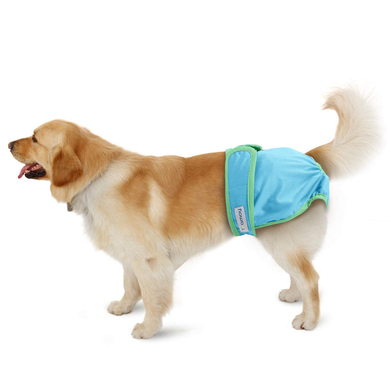 Teamoy 3Pcs Washable Female Dog Diapers, Reusable Doggie Diaper Wraps for Female Dogs, Super-Absorbent and Comfortable L2 (Pack of 3) Yellow+Purple+Blue - BeesActive Australia