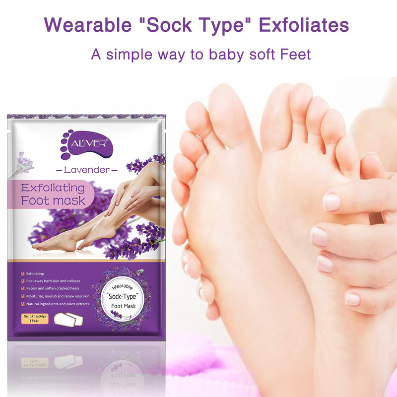 5 Pairs Foot Peel Mask,Peeling Away Calluses and Dead Skin Cells -Exfoliating Foot Mask, Baby Soft Smooth Touch Feet-Men Women (LAVENDER) - BeesActive Australia